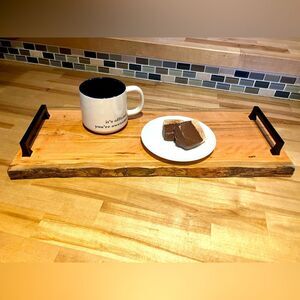 Tray/ charcuterie board combo, cherry wood, 8 1/2 x 21 x 2 1/2“ tall, live edge